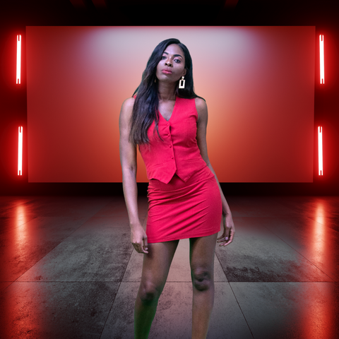 Red Alert Tuxedo Vest and Short Skirt