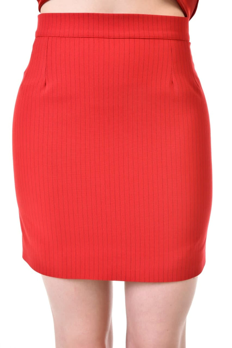 Pinstripe Mini Pencil Skirt (Red Alert Collection)