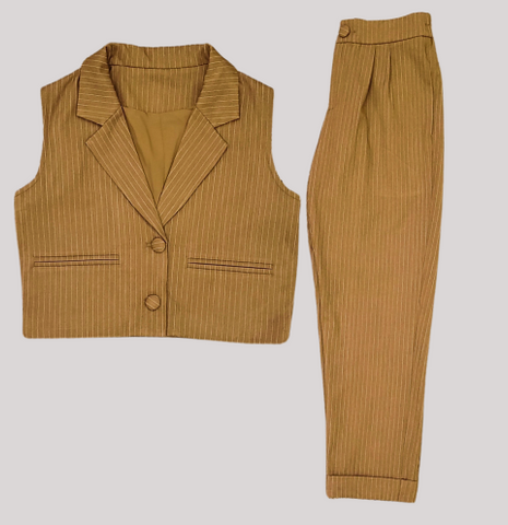 Pinstripe Sleeveless Blazer and Trouser Set- PRE ORDER ONLY