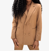 Pinstripe Long Double breasted Blazer (PRE ORDER ONLY)