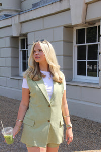 Avenue Jade Sleeveless Long Blazer and Tailored Shorts